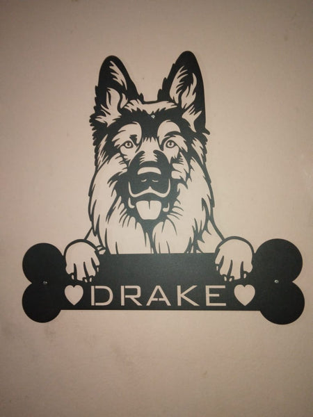 German Sheperd Wall Art With Personalized Text Dog Kennel & Run Accessories