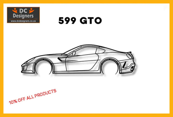 599 Gto Ferrari Detailed Silhouette Metal Wall Art