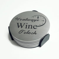 Wine Coasters Laser Etched In Stainless Steel