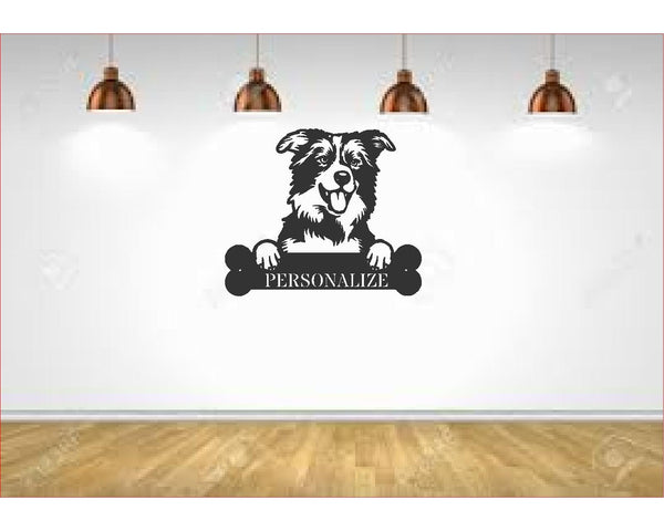 Border Collie Wall Art With Personalized Text Dog Kennel & Run Accessories