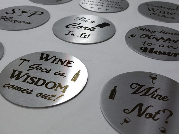 Wine Coasters Laser Etched In Stainless Steel