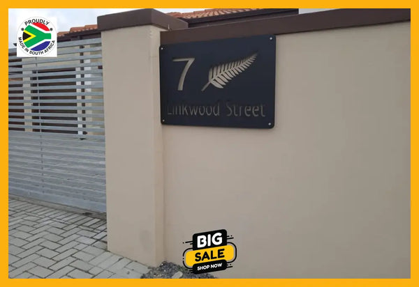 All Blacks Fern House Number Sign Wall Art