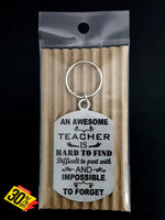 An Awesome Teacher Is Hard To Find Single Sided Laser Engraved Key Ring-Bag Tag Key Rings