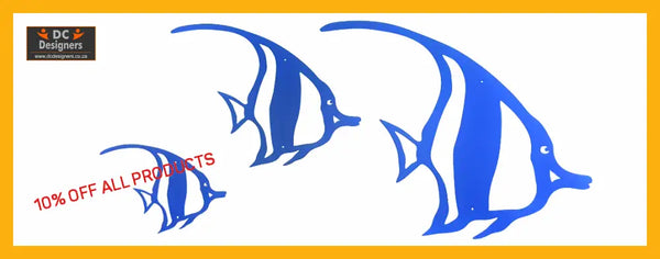 Angel Fish Mounted Wall Art Large / Aluminium Powder Coated Blue