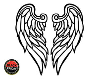 Angels Wings Set Wall Art Aluminium Powder Coated Black / Medium