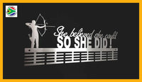 Archery She Believed She Could 48 Tier Medal Hanger Stainless Steel Brush Finish Sports Medal