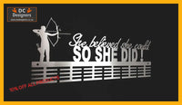 Archery She Believed She Could 48 Tier Medal Hanger Stainless Steel Brush Finish Sports Medal