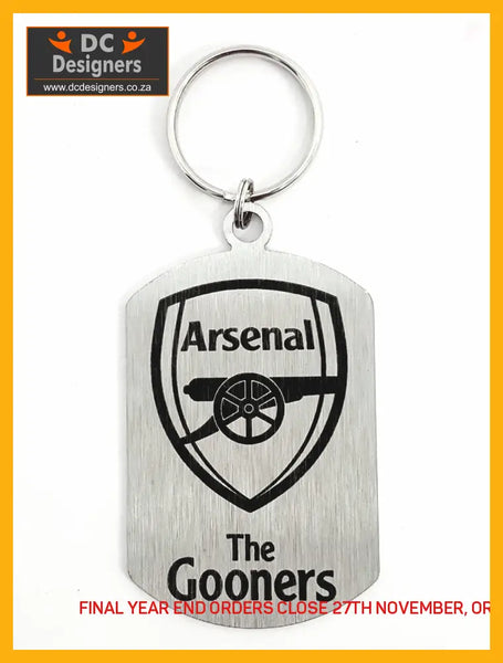 Arsenal The Gooners Crest Single Sided Laser Engraved Key Ring-Bag Tag Key Rings