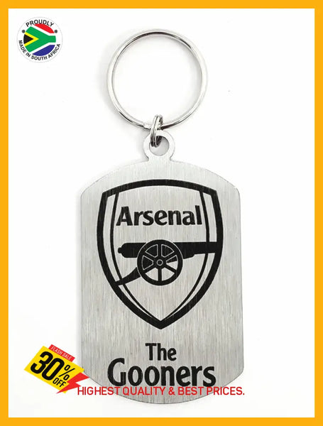 Arsenal The Gooners Crest Single Sided Laser Engraved Key Ring-Bag Tag Key Rings