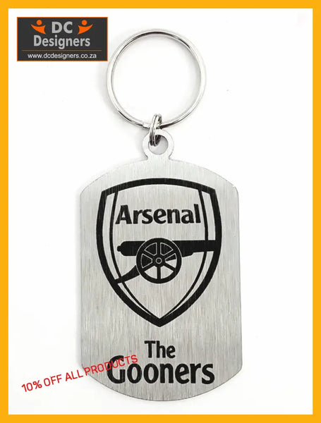 Arsenal The Gooners Crest Single Sided Laser Engraved Key Ring-Bag Tag Key Rings