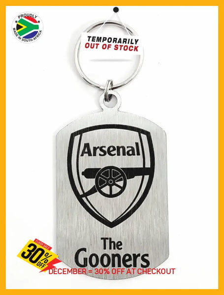 Arsenal The Gooners Crest Single Sided Laser Engraved Key Ring-Bag Tag Key Rings