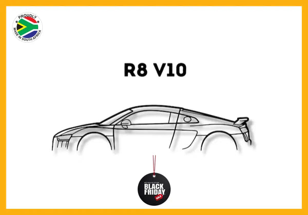 R8 V10 Audi Detailed Silhouette Metal Wall Art