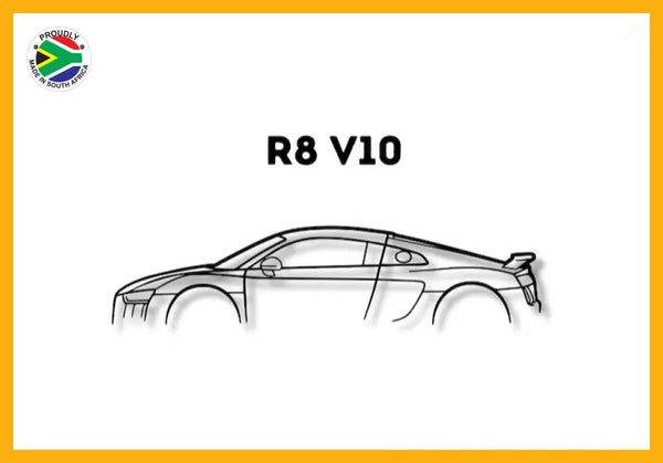 R8 V10 Audi Detailed Silhouette Metal Wall Art