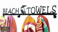 Beach Towels 6 Hook Towel Hanger Large In Stainless Steel Or Black Ferro Grain Home Décor