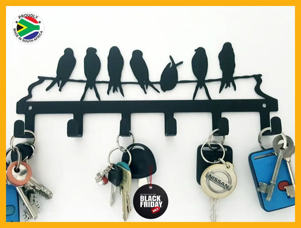 Birds On A Branch 6 Hook Key Hook Ferro Grain Black Home Décor