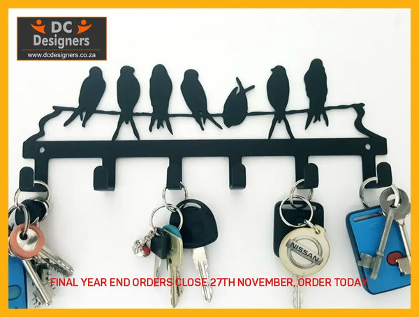 Birds On A Branch 6 Hook Key Hook Ferro Grain Black Home Décor