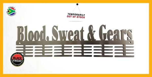 Blood Sweat & Gears Words 48 Tier Medal Hanger Stainless Steel Brush Finish Sports Medal Hangers