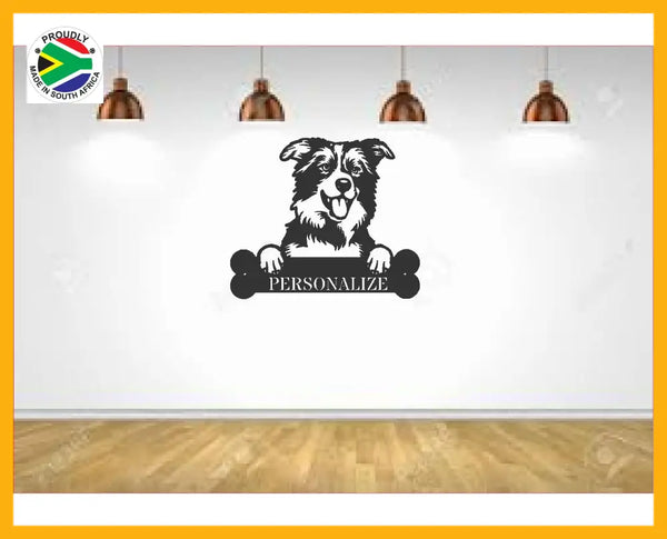 Border Collie Wall Art With Personalized Text Dog Kennel & Run Accessories