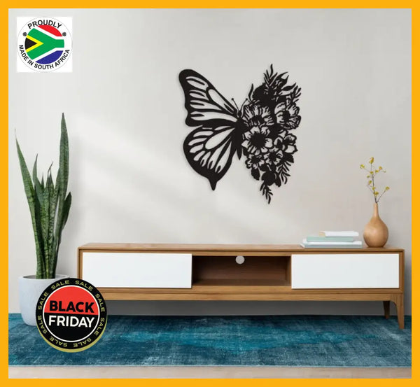 Butterfly & Flowers Wall Art