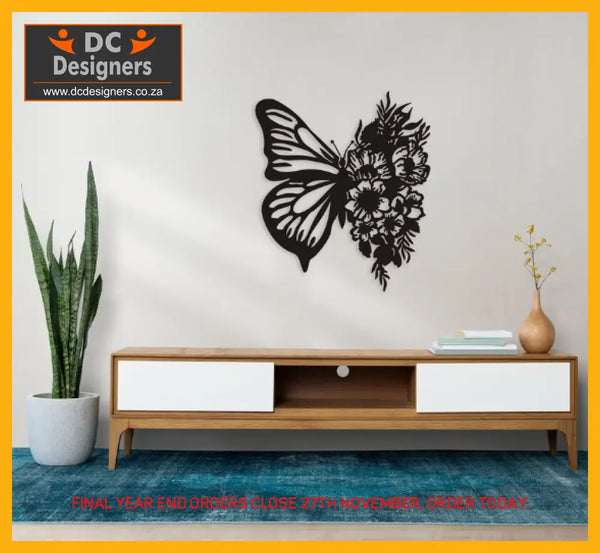 Butterfly & Flowers Wall Art