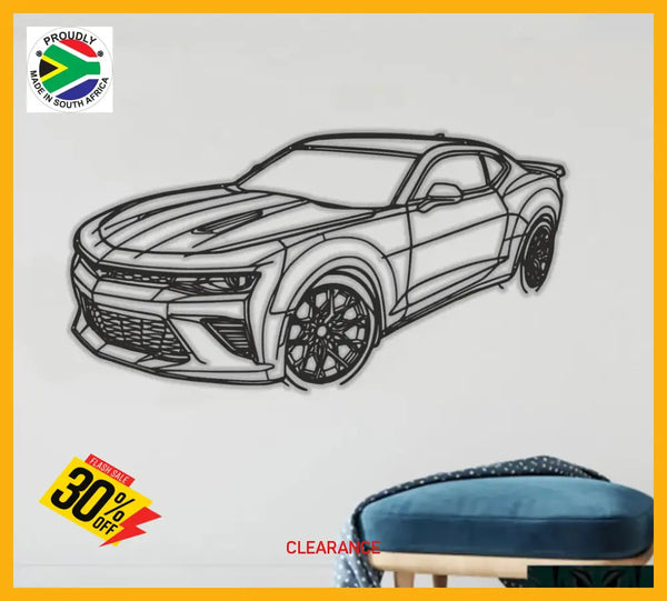 Camaro Ss 2016 Angled Detailed Silhouette Metal Wall Art