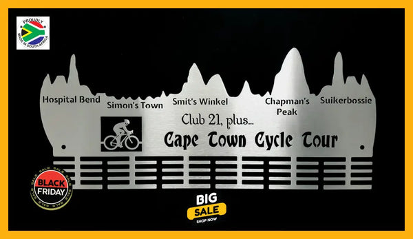 Cape Town Cycle Tour Club 21 Plus.. 48 Tier Medal Hanger Stainless Steel Brush Finish Sports Medal