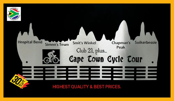 Cape Town Cycle Tour Club 21 Plus.. 48 Tier Medal Hanger Stainless Steel Brush Finish Sports Medal