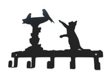 Cat & Birds Bath 5 Hook Key Home Décor