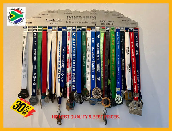 Comrades Back 2 Personalised Medal Hanger Stainless Steel Brush Finish Sports Medal Hangers