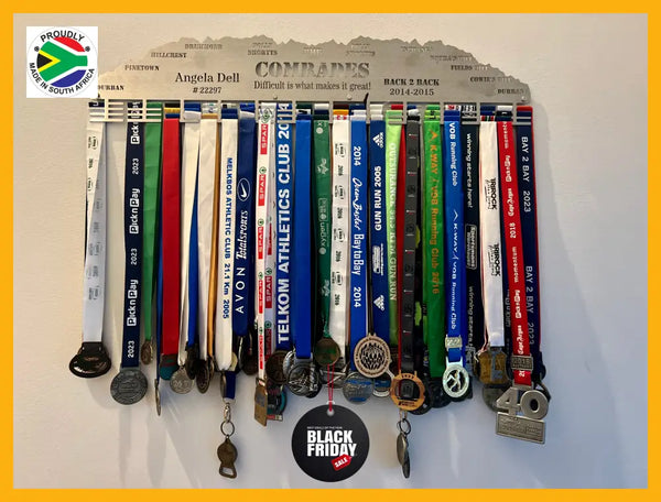 Comrades Back 2 Personalised Medal Hanger Stainless Steel Brush Finish Sports Medal Hangers