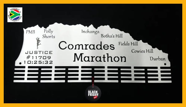 Comrades Marathon Down Run Personalised 48 Tier Medal Hanger Stainless Steel Brush Finish Sports