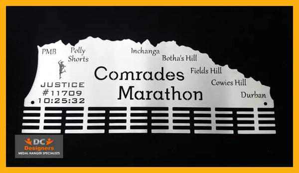 Comrades Marathon Down Run Personalised 48 Tier Medal Hanger Stainless Steel Brush Finish Sports