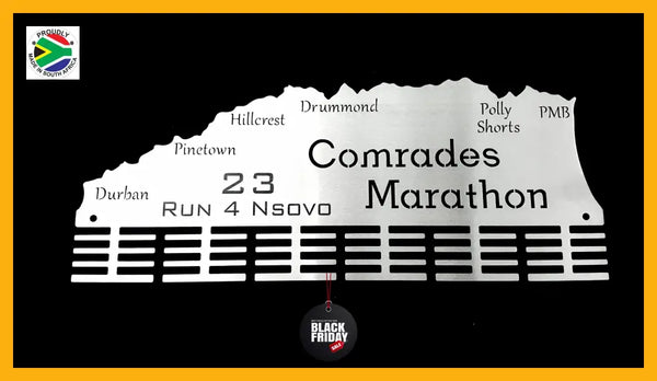 Comrades Marathon Up Run Personalised 48 Tier Medal Hanger Stainless Steel Brush Finish Sports