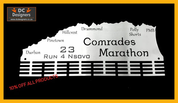 Comrades Marathon Up Run Personalised 48 Tier Medal Hanger Stainless Steel Brush Finish Sports