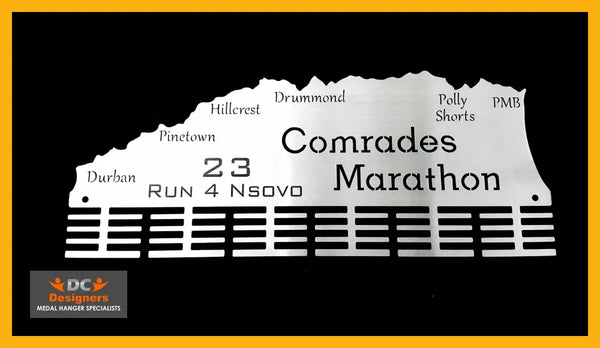 Comrades Marathon Up Run Personalised 48 Tier Medal Hanger Stainless Steel Brush Finish Sports