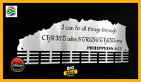 Comrades Route: I Can Do All Things Through Christ 48 Tier Medal Hanger Stainless Steel Brush