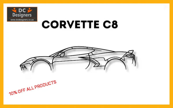 Corvette C8 Detailed Silhouette Metal Wall Art