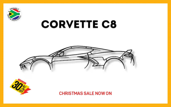 Corvette C8 Detailed Silhouette Metal Wall Art