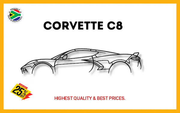 Corvette C8 Detailed Silhouette Metal Wall Art