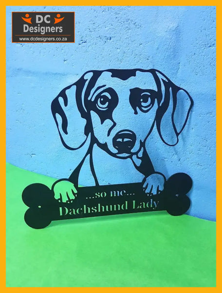 Dachshund Wall Art With Personalized Text Dog Kennel & Run Accessories