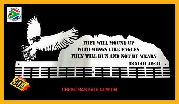 Eagle Verse Isaiah 40:31. 72 Tier Medal Hanger Stainless Steel Brush Finish Sports Medal Hangers