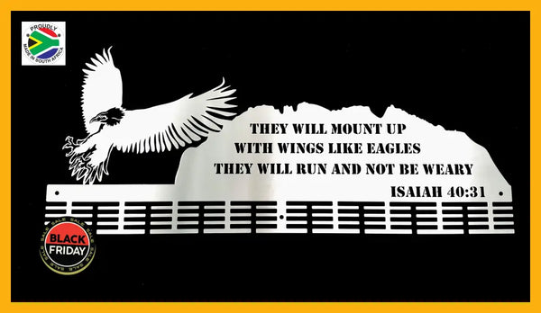 Eagle Verse Isaiah 40:31. 72 Tier Medal Hanger Stainless Steel Brush Finish Sports Medal Hangers