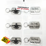 Eat Sleep Butterfly Swimming Silhouette Double Sided Laser Engraved Key Ring-Bag Tag Key Rings