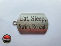 Eat Sleep Butterfly Swimming Silhouette Double Sided Laser Engraved Key Ring-Bag Tag Key Rings