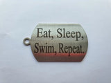 Eat Sleep Butterfly Swimming Silhouette Double Sided Laser Engraved Key Ring-Bag Tag Key Rings