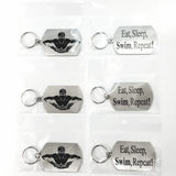 Eat Sleep Butterfly Swimming Silhouette Double Sided Laser Engraved Key Ring-Bag Tag Key Rings