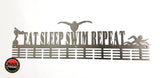 Eat Sleep Swim Repeat 64 Tier Medal Hanger (Option Of Colors Available) Stainless Steel Brush