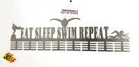 Eat Sleep Swim Repeat 64 Tier Medal Hanger (Option Of Colors Available) Stainless Steel Brush