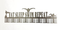 Eat Sleep Swim Repeat 64 Tier Medal Hanger (Option Of Colors Available) Stainless Steel Brush