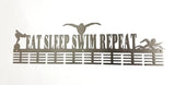 Eat Sleep Swim Repeat 64 Tier Medal Hanger (Option Of Colors Available) Stainless Steel Brush